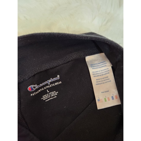 Champion Girls Leggings Mid Rise Graphic Print Pull-On Stretch Black Large - Picture 3 of 6